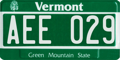 VT license plate AEE029