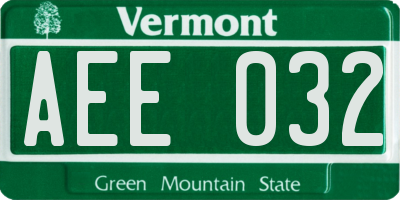 VT license plate AEE032
