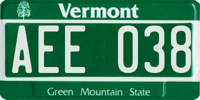 VT license plate AEE038
