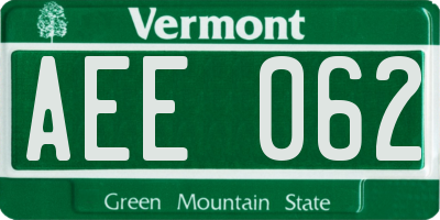VT license plate AEE062