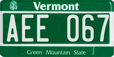 VT license plate AEE067