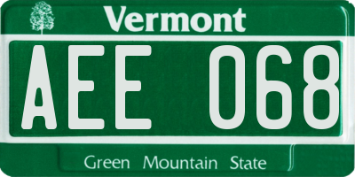 VT license plate AEE068