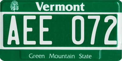 VT license plate AEE072