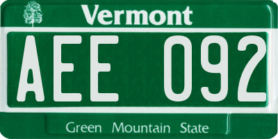 VT license plate AEE092