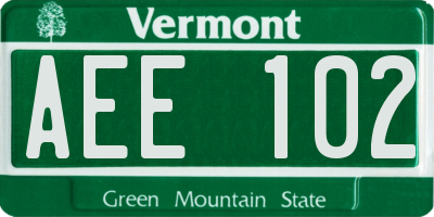 VT license plate AEE102