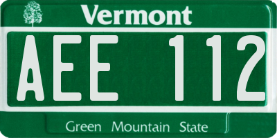 VT license plate AEE112