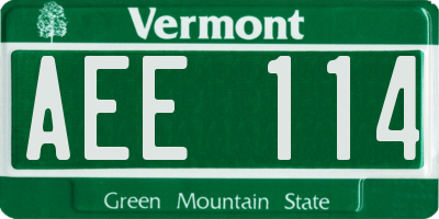 VT license plate AEE114