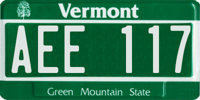 VT license plate AEE117