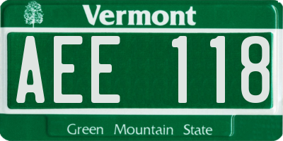 VT license plate AEE118