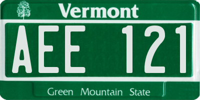 VT license plate AEE121