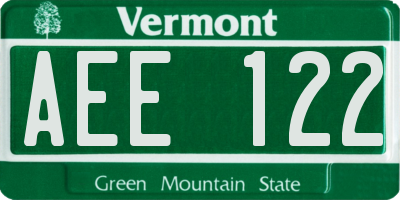 VT license plate AEE122