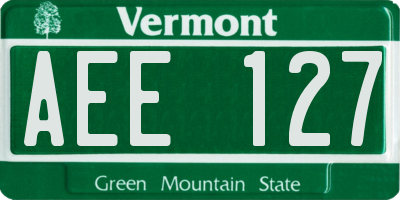VT license plate AEE127