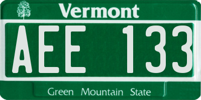 VT license plate AEE133