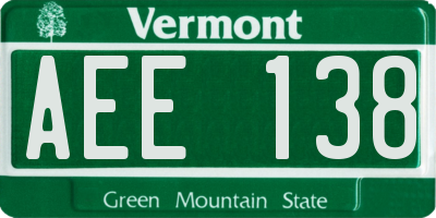 VT license plate AEE138