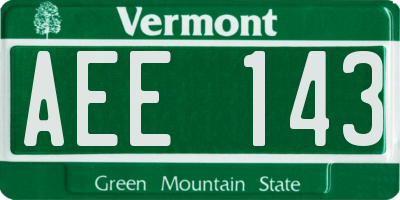 VT license plate AEE143