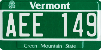 VT license plate AEE149