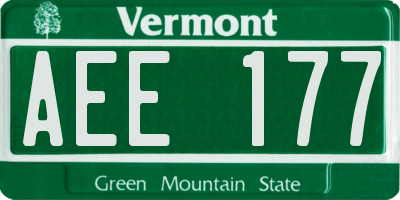 VT license plate AEE177