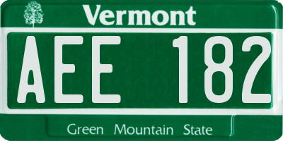 VT license plate AEE182