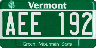 VT license plate AEE192