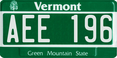 VT license plate AEE196