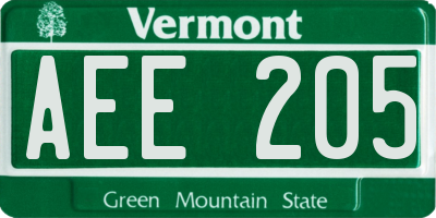 VT license plate AEE205
