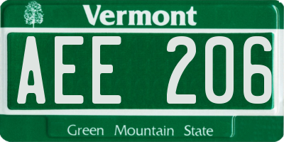 VT license plate AEE206