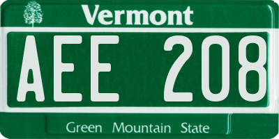 VT license plate AEE208