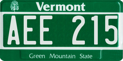 VT license plate AEE215