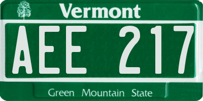 VT license plate AEE217