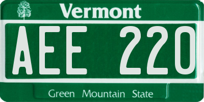 VT license plate AEE220