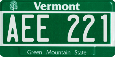 VT license plate AEE221