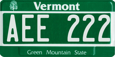 VT license plate AEE222