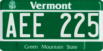VT license plate AEE225