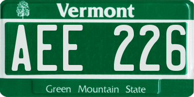 VT license plate AEE226