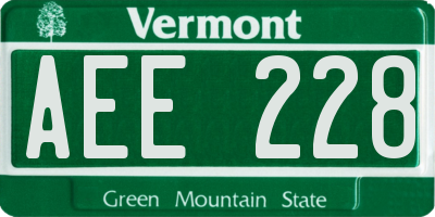 VT license plate AEE228