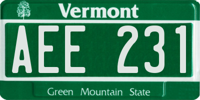 VT license plate AEE231