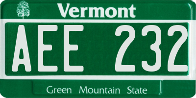 VT license plate AEE232
