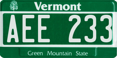 VT license plate AEE233