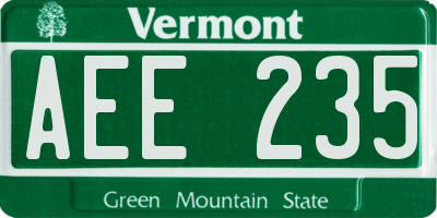 VT license plate AEE235