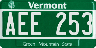 VT license plate AEE253