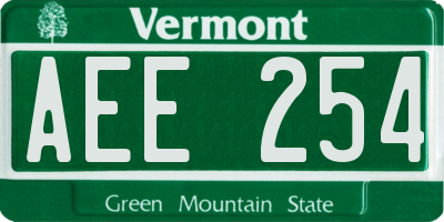 VT license plate AEE254