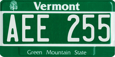 VT license plate AEE255