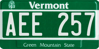 VT license plate AEE257