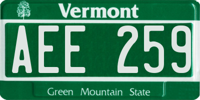 VT license plate AEE259