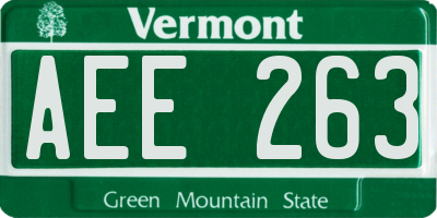 VT license plate AEE263