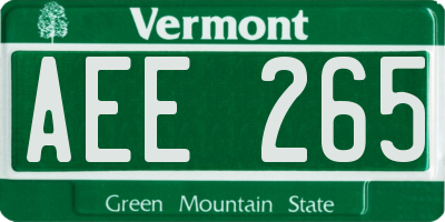 VT license plate AEE265