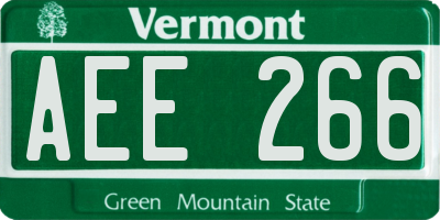 VT license plate AEE266