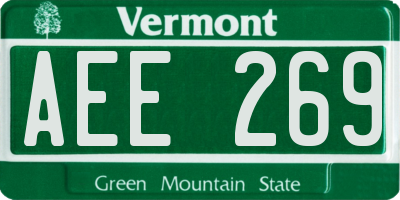 VT license plate AEE269