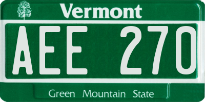 VT license plate AEE270