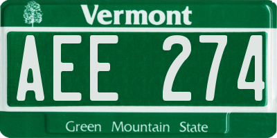 VT license plate AEE274
